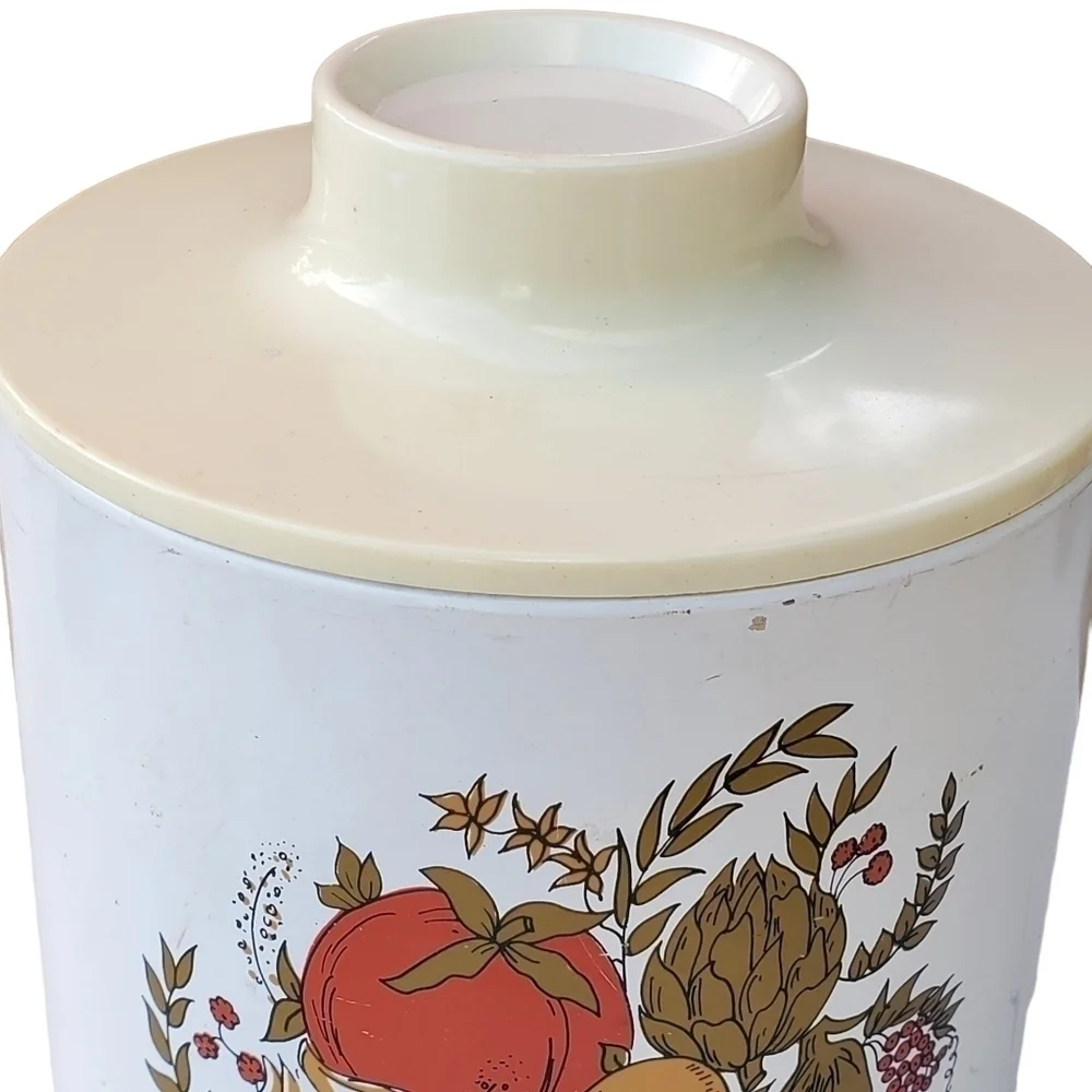 VTG Ransburg Large Cookies Tin kitchen storage Mushroom veggie design